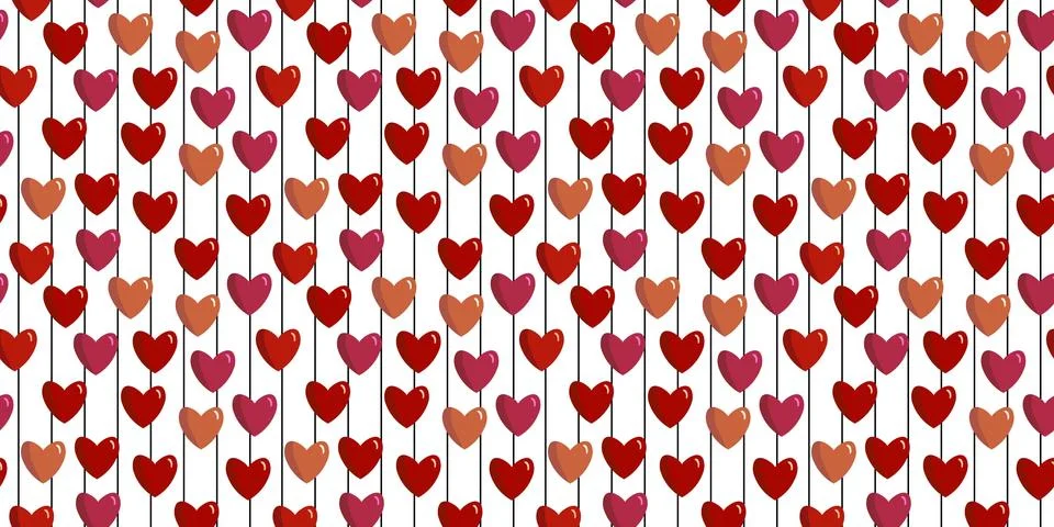 Hearts seamless pattern lines Stock Illustration