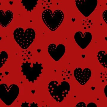 Hearts seamless pattern. Print with abstract texture. Valentine pattern. Stock Illustration