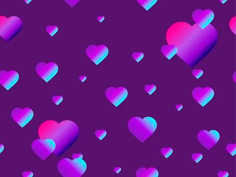 Hearts seamless pattern with purple gradient. Futuristic modern trend. Vector 스톡 일러스트