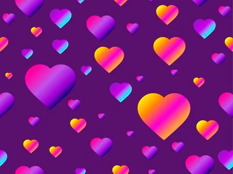 Hearts seamless pattern with purple gradient. Futuristic modern trend. Vector イラスト素材