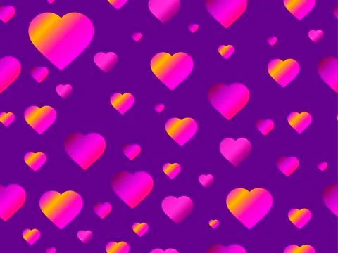 Hearts seamless pattern with purple gradient. Futuristic modern trend. Vector Stock Illustration