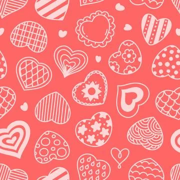 Hearts seamless pattern. Repeated love symbols, romantic signs, valentines day 스톡 일러스트