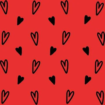 Hearts seamless pattern. Repeating love background. Repeated scattered hear.. Stock Illustration