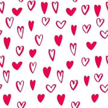 Hearts seamless pattern Valentine day vector art icons Illustrazione stock