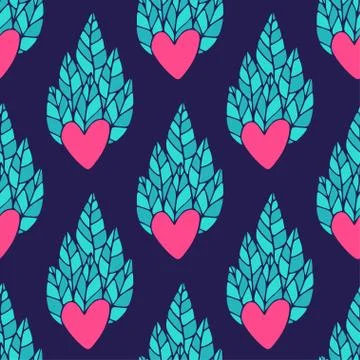 Hearts seamless pattern . Valentines day wrapping pattern with ornamental hea Stock Illustration