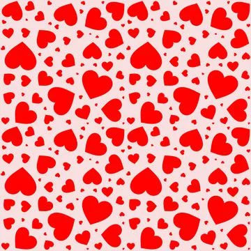 Hearts seamless pattern. Valentines day background. Red and pink colors. Love Stock Illustration
