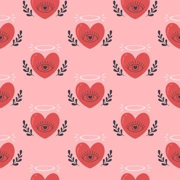 Hearts seamless pattern. Valentines Day, romantic and love element. Stockillustratie