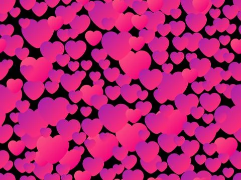 Hearts seamless pattern for Valentine's day. Gradient pink hearts on a blac.. Stock-Illustration