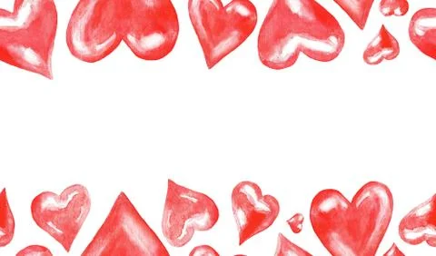 Hearts, seamless pattern, watercolor Stock Illustration