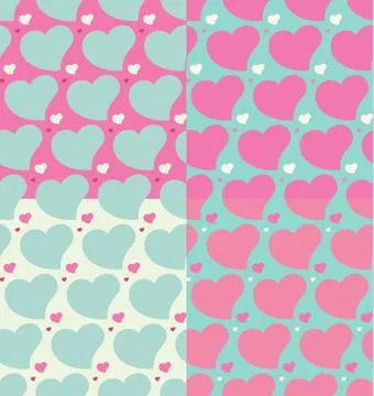 Hearts seamless patterns set Stock Illustration