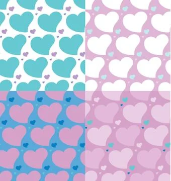 Hearts seamless patterns set Stock Illustration