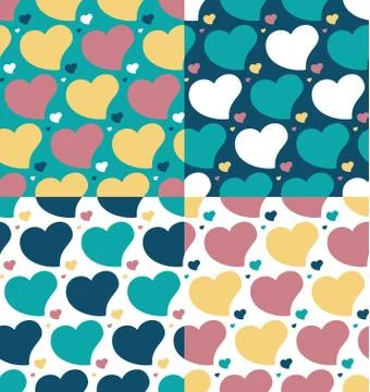 Hearts seamless patterns set Stock Illustration