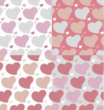 Hearts seamless patterns set Stock Illustration