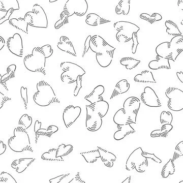 Hearts Seamless vector doodles background. Romantic theme seamless pattern. Stock Illustration