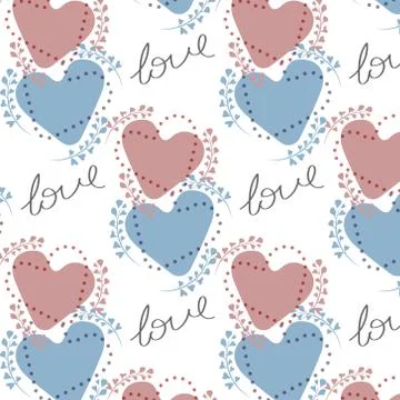 Hearts seamless vector pattern background. Stock Illustration