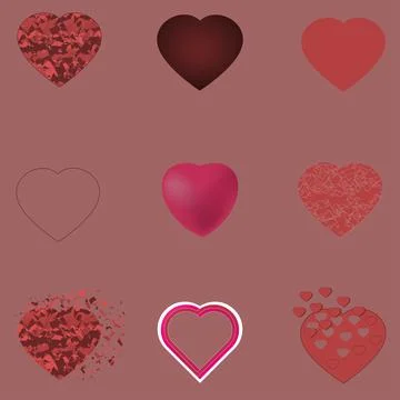 Hearts set Illustrazione stock