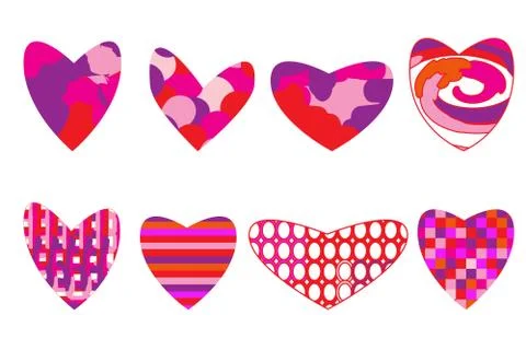 Hearts set isolated on white background. Stock Illustration