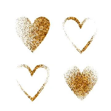 Hearts set sand effect stipple textured shapes vector illustration, round Stock Illustration
