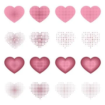 Hearts Set Vector Halftone Dynamic Symbol Illustrazione stock