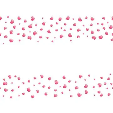 Hearts with shadow. Seamless horizontal border. Stock Illustration