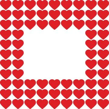 Hearts shape Abstract Square Frame border in monochrome red. Greeting Copy space Stock Illustration