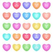 Heart background. Falling red love hearts confetti shapes on