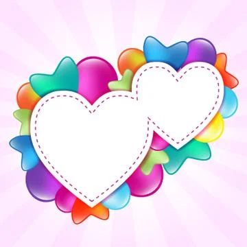 Hearts shape with colored balloon card Stock Illustration