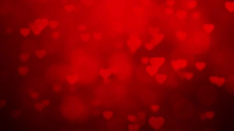 Hearts shape flowing on a red gradient background with bokeh, seamless 4K video Stock Footage 167842638