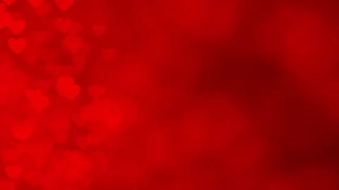 Hearts shape flowing on red gradient background with bokeh, seamless 4K video Stock Footage 168168644