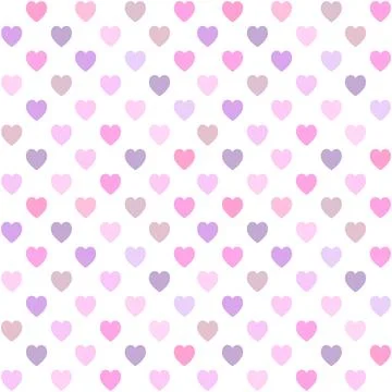 Hearts shape seamless pattern, pink and white Stock Illustration