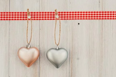 Hearts shape on vintage wood background, Celebration Stockfoto's