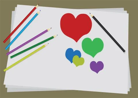 Hearts on the sheet 스톡 일러스트