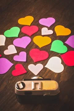 Hearts shot by a camera - back Stock Photos