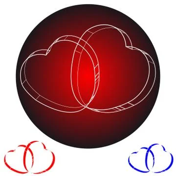 Hearts  silhouette in red ring Stock Illustration