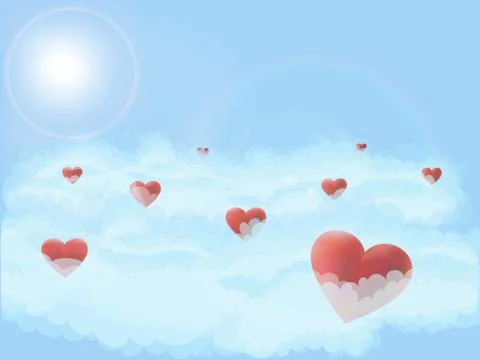 Hearts in the sky. Illustrazione stock