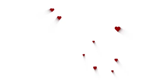 Hearts slide down on white background Видео 229847334