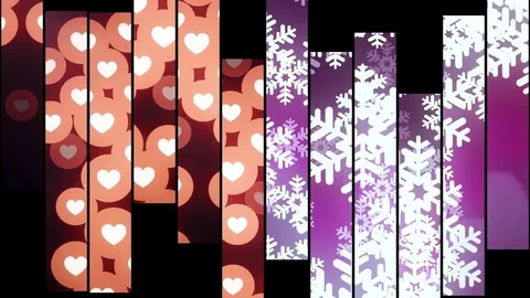 Hearts snowflakes moving vertical block background animation - New quality Stock Footage 82002516