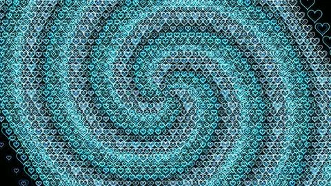 Hearts in a spiral pattern on a dark background Stock Illustration