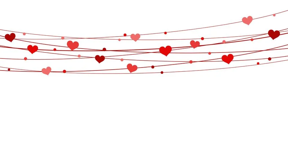 Hearts on strings background for valentine's day Illustrazione stock