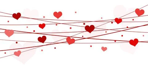 Hearts on strings background for valentine's day Stock Illustration