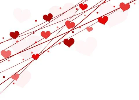 Hearts on strings background for valentine's day Stock Illustration
