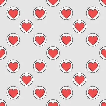 Hearts Suit vector round colored seamless pattern or background Illustrazione stock