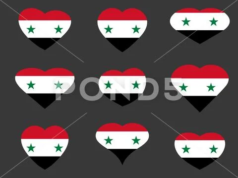 Hearts with the Syrian flag. I love Syria. Syria flag icon set. Vector  Illustration #70027988