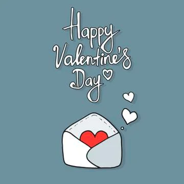 Hearts take off from  inside open envelope Ilustración de archivo