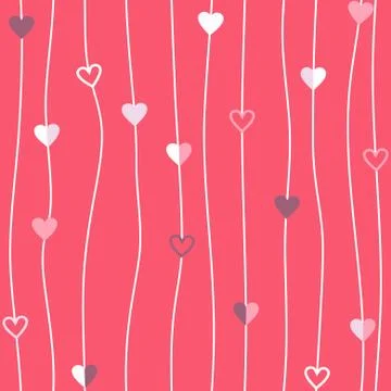 Hearts thread vector seamless pattern Abstract string pink texture of geometry Stock Illustration