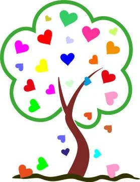 HEARTS IN A TREE Stock Illustration
