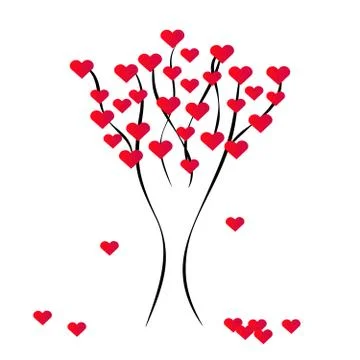 Hearts tree on white background Stock Illustration