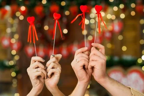 Hearts on valentine's day Stock Photos