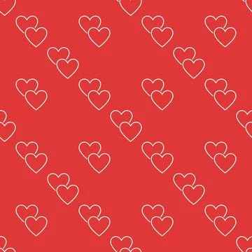 Hearts vector memory linear seamless pattern Stock Illustration