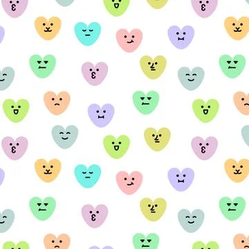 Hearts. Vector pattern in bold line style Stock Illustration